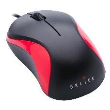 Мышь проводная Oklick 115S черный/красный, 1200 dpi, USB, кнопки - 3