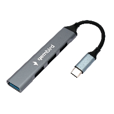 Разветвитель USB3.0/2.0 Gembird UHB-C202, USB3.0, 3xUSB2.0, кабель Type-C 10 см, алюминий, пакет