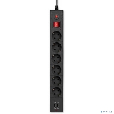 Сетевой фильтр Buro BU-SP3 USB 2A-B 3 м, 6 розеток, черный, коробка