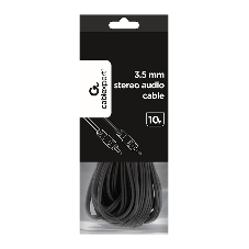 Кабель аудио Cablexpert CCA-404-10M-N, Jack 3.5(M)/Jack 3.5(M), 3pin, 10м, черный, пакет