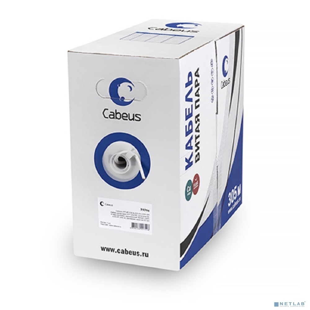 Кабель витая пара Cabeus UTP-4P-Cat.5e-SOLID-GY UTP (U/UTP), cat.5e, 4 пары 0,51мм (24 AWG), одножильный, серый (305 м)