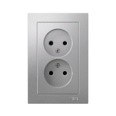 Розетка 2-м ATLAS DESIGN без заземл. 16А в сборе алюм. SchE ATN000320