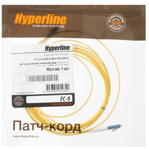 Патч-корд Hyperline волоконно-оптический (шнур) SM 9/125 (OS2), FC/UPC-LC/UPC, duplex, LSZH, 5 м FC-D2-9-FC/UR-LC/UR-H-5M-LSZH-YL (FC-9-FC-LC-UPC-5M)