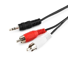 Кабель аудио Cablexpert CCA-458-0.2M-N, Jack 3.5(M)/2xRCA, 0.2м, черный, пакет