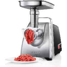 Мясорубка электрическая Bosch MFW68640 черный, 2200 Вт, 4.3 кг/мин, реверс, металлический лоток, насадки - 5