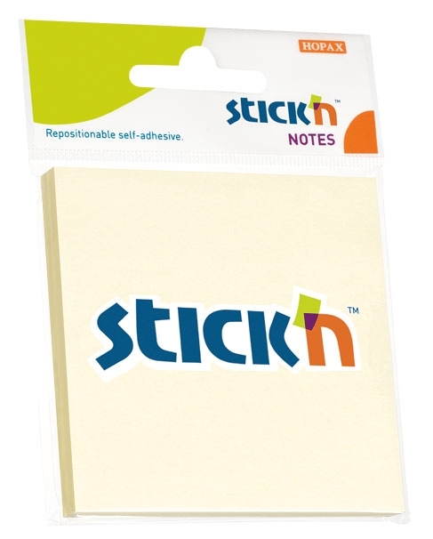 Блок самоклеящийся бумажный Stick`n 21198 76x76 мм, 100 листов, 70 г/м2, пастель, желтый, европодвес