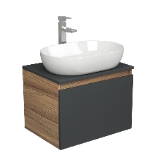 Комплект для ванной, 3 предмета (Тумба подвесная Bau Blackwood 60 графит + Раковина BAU 59х40, Смеситель высокий Hotel Still, нерж. сталь)