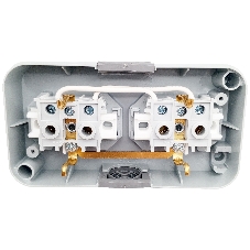 Розетка Bylectrica Роз. 2-местн. ОУ с земл. IP54 серия ПРАЛЕСКА АКВА, серый (РА16-303 (03))