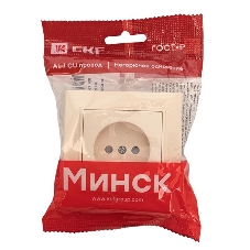 Розетка EKF Минск ERR10-022-200 1-м СП 10А IP20 без заземления, с защитными шторками, бежевый