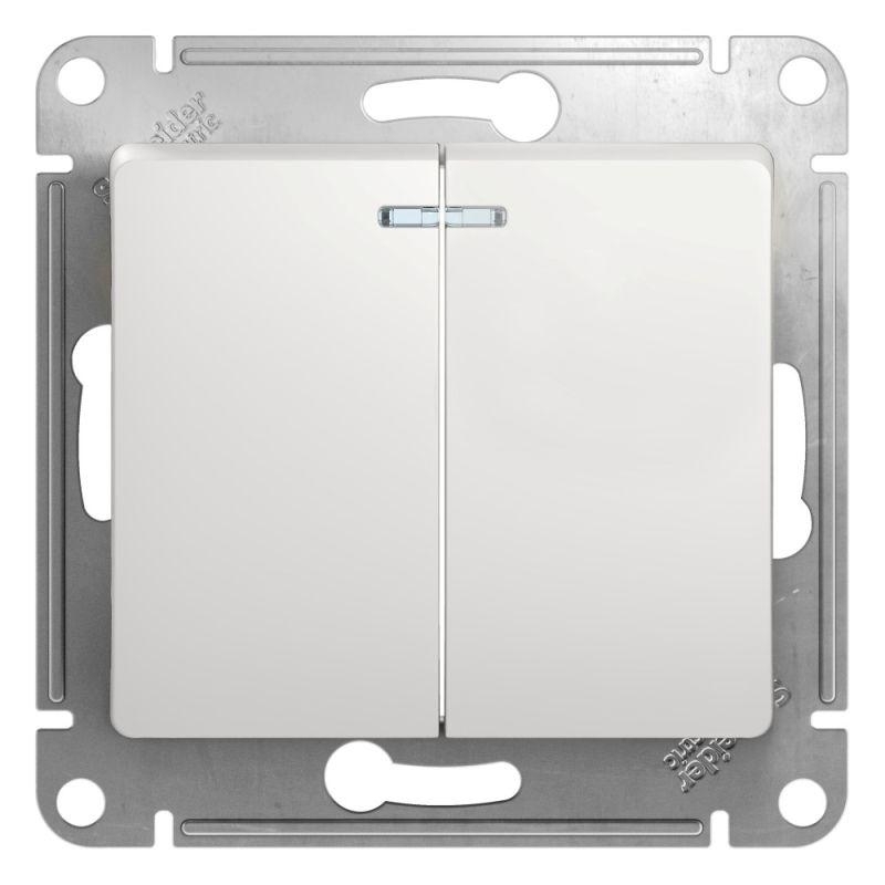 Механизм выключателя 2-кл. СП Glossa 10А IP20 10AX с подсветкой бел. SchE GSL000153