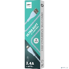 Кабель PERFEO USB A вилка - Lightning вилка, 2.4A, голубой, силикон, 1 м., ULTRA SOFT (I4333)