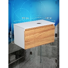 Комплект: тумба Bau Dream Blackwood 80, раковина прямоугольная BAU Cerama 48х37, мрамор, выпуск клик клак белый