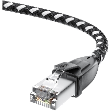 Патч-корд GCR PROF прямой 3.0m, UTP медь cat.6, STRONG черно-белый нейлон, ethernet high speed 10 Гбит/с, T568B, GCR-52778
