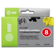 Картридж струйный Cactus CS-CLI8Y желтый (12 мл) для Canon Pixma iP4200, iP4300, iP4500, iP5100, iP5300, iP6600, iP6700, iP7500, iP7600, MP500, MP530, MP600, MP800, MP810, MP830, MP950, MP970, MX850, PRO-9000