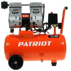 Компрессор Patriot WO 24-160 525306375 Безмасляный; Мощн. 1,1 кВт; Напр. 230В Об. двиг.: 2850 об/мин; Производительность: 160 л/мин; Объем ресивера: 24 л; Давление: 8 бар