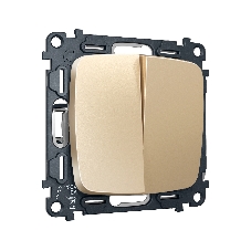 Комплект механизма 2-клавишного перекрестного выключателя 10A-250V OMEGA Шампань QUANT (OP6030, VM125) MO603030