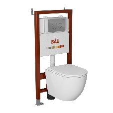 Комплект BAU 6 в 1: инсталляция BAU PRO, унитаз подвесной торнадо Bau Dream Hurricane-2, сиденье дюропласт микролифт, клавиша BAU Dream, хром