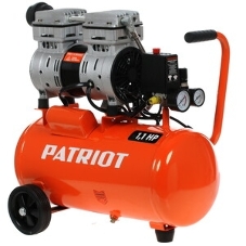 Компрессор Patriot WO 24-160 525306375 Безмасляный; Мощн. 1,1 кВт; Напр. 230В Об. двиг.: 2850 об/мин; Производительность: 160 л/мин; Объем ресивера: 24 л; Давление: 8 бар