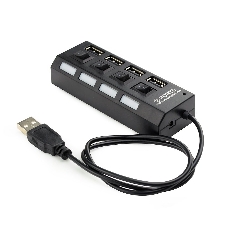 USB-концентратор Gembird UHB-243-AD, USB 2.0, USB 4 порта с подсветкой и выключателем, USB