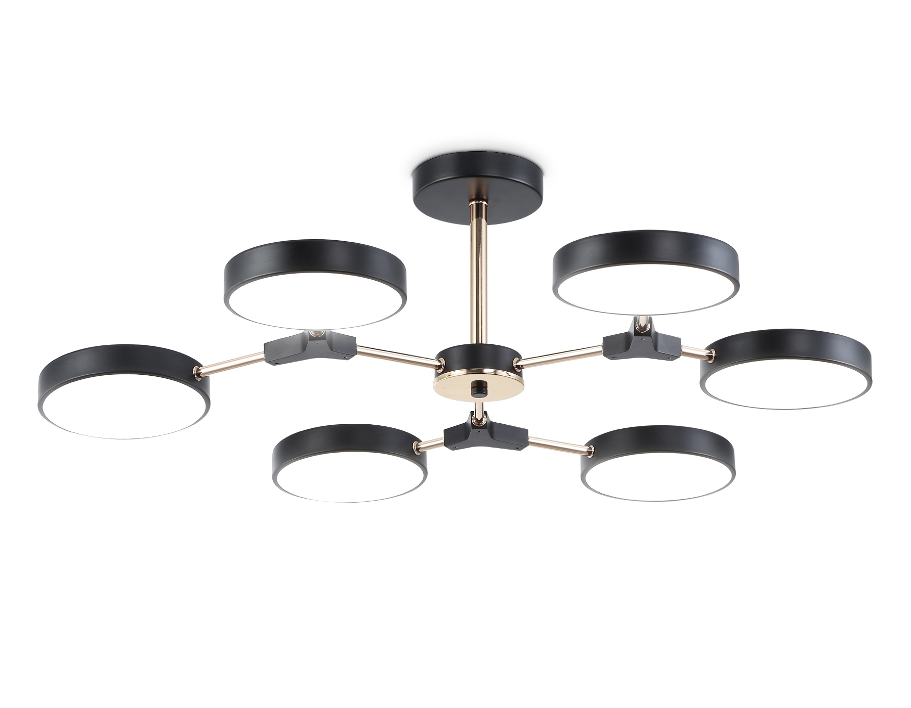Люстра светодиодная на штанге Ambrella light FL516334/6 BK/FGD черный/золото 108W 3000-6000K D780*210 (без ПДУ)