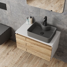 Комплект: тумба Bau Dream Blackwood 80, раковина BAU Cerama 48х37, темно-серая, смеситель Hotel Dream, черный выпуск клик клак черный