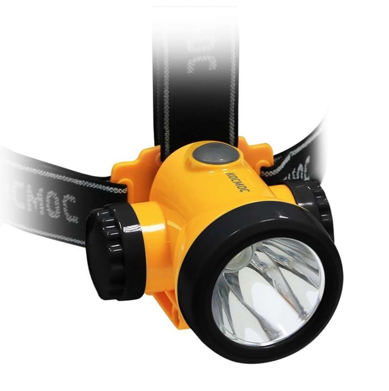 Фонарь светодиодный аккум. налобный Космос литиевый H3W 2 режима 3Вт LED 1.5А.ч зарядка от USB