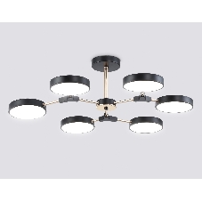 Люстра светодиодная на штанге Ambrella light FL516334/6 BK/FGD черный/золото 108W 3000-6000K D780*210 (без ПДУ)
