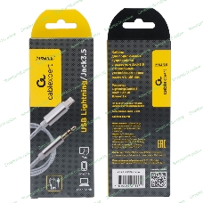 Кабель-переходник USB Cablexpert CCAB-AP35M-1M-W, Lightning/Jack3.5, Mobile, 1м, белый, коробка