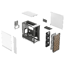 Компьютерный корпус без блока питания Fractal Design North XL TG Dark Tint, Full-Tower, 3x140мм, 2xUSB-A 3.2 + 1xUSB 3.2 Type-C E-ATX, ATX, mATX, mITX Wood panel, Chalk белый