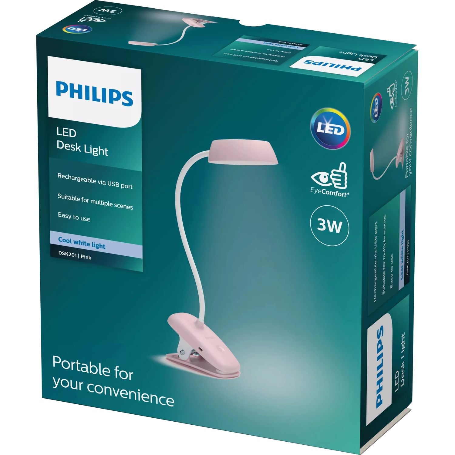 Настольная лампа Philips Donutclip DSK201 PT 3W 40K P USB 02