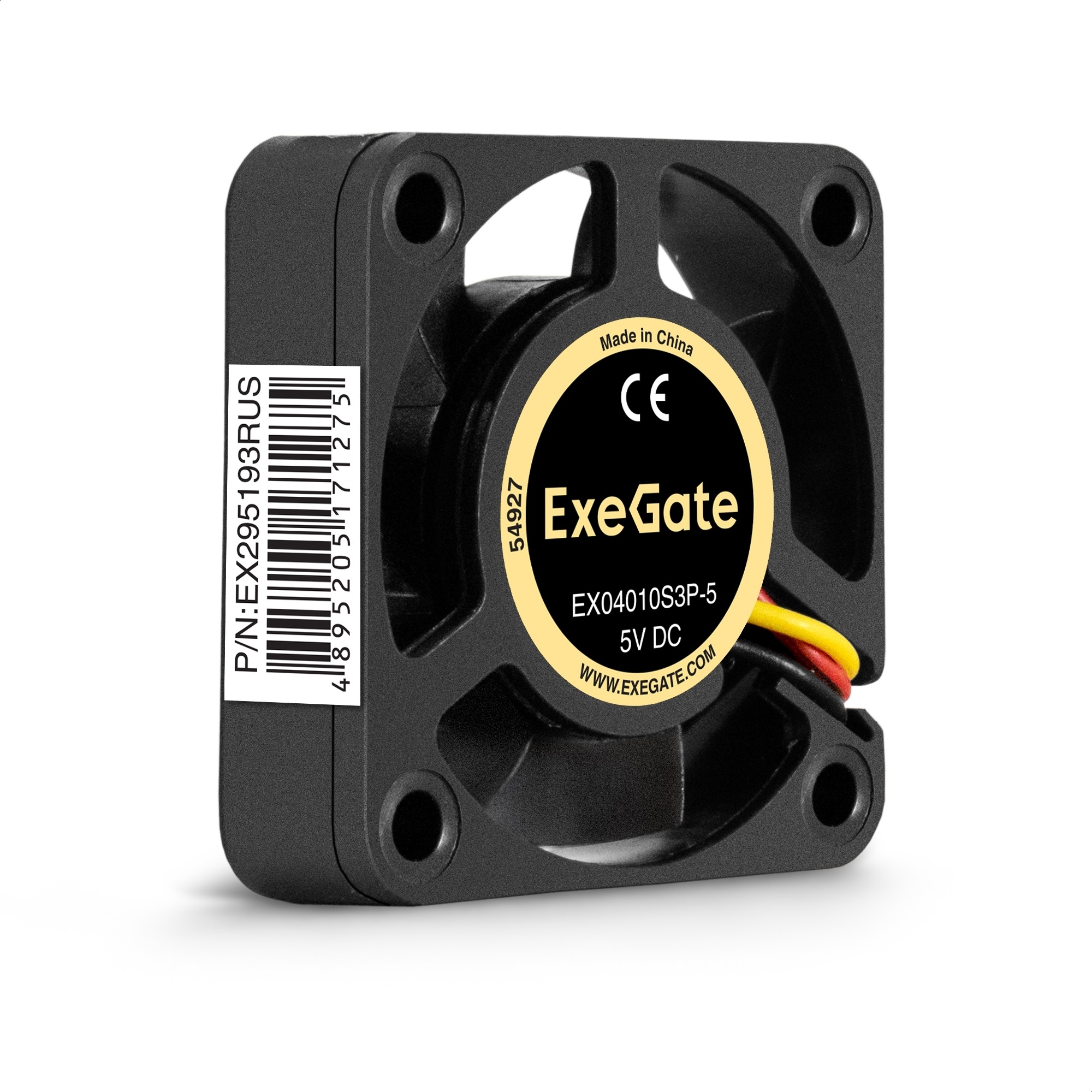 Вентилятор для корпуса ExeGate EX04010S2P-5 черный, 40 мм, 5000 об/мин, 24 дБ, 3 pin