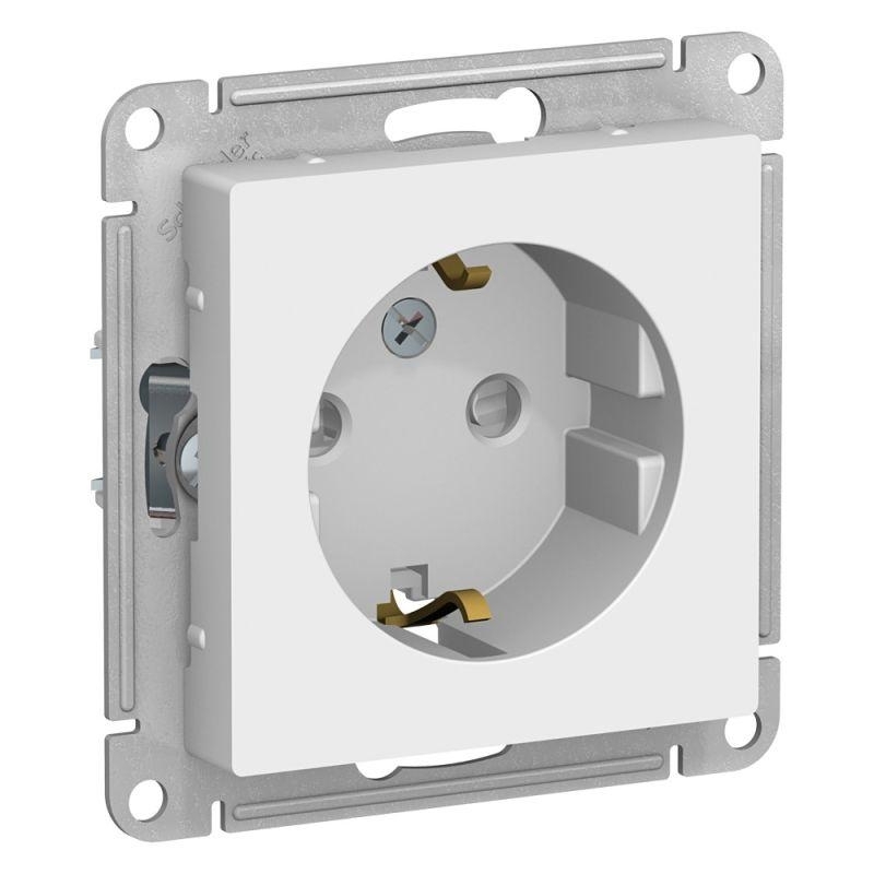 Розетка с заземлением со шторками Schneider-electric ATN000145 ATLASDESIGN, 16А, механизм, БЕЛЫЙ