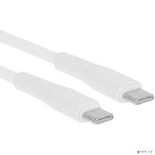 Кабель PERFEO USB C вилка - C вилка, 60W, белый, силикон, 1 м., ELASTIC (C1106)