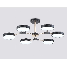 Люстра светодиодная на штанге Ambrella light FL516334/6 BK/FGD черный/золото 108W 3000-6000K D780*210 (без ПДУ)