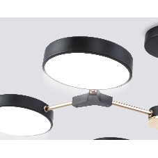Люстра светодиодная на штанге Ambrella light FL516334/6 BK/FGD черный/золото 108W 3000-6000K D780*210 (без ПДУ)