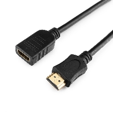 Кабель-удлинитель HDMI Cablexpert CC-HDMI4X-6, 19M/19F, v2.0, позол.разъемы, экран, 1.8м, черный, пакет