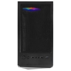 Компьютерный корпус Miditower ExeGate EVO-8227 (ATX, без БП, 2хUSB+1хUSB 3.0+HD Audio, черный, 3 вент. с RGb подсветкой, боковая панель - закаленное стекло)