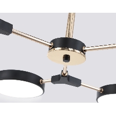 Люстра светодиодная на штанге Ambrella light FL516334/6 BK/FGD черный/золото 108W 3000-6000K D780*210 (без ПДУ)