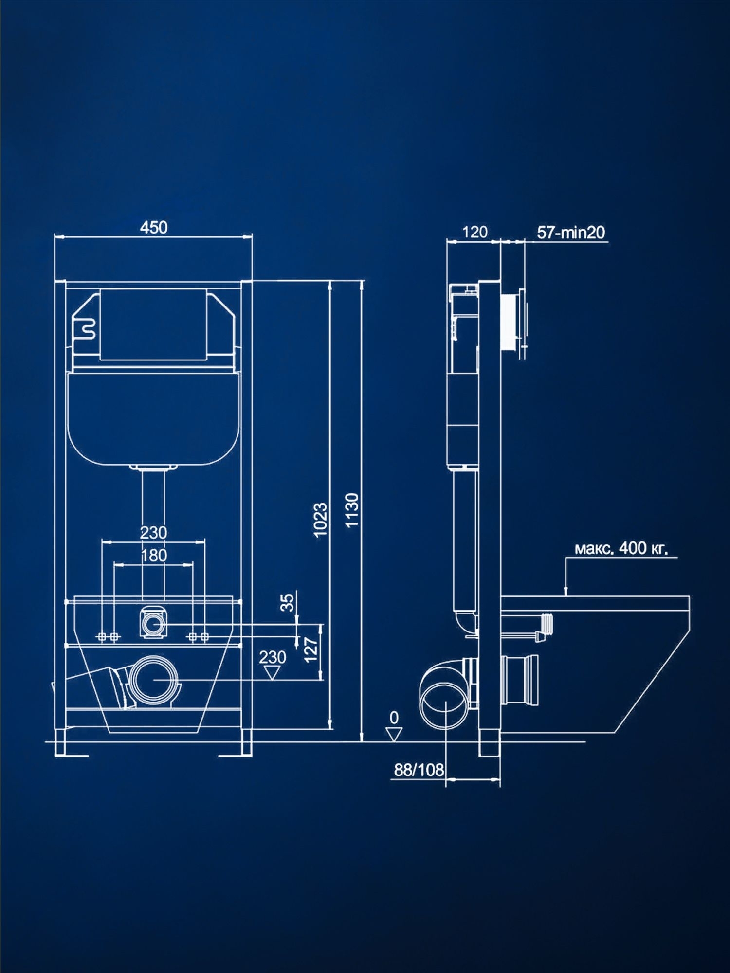 Комплект BAU 6 в 1: рамная инсталляция BAU NEO 45, унитаз подвесной Rio Luxe 52*35, сиденье микролифт, кнопка смыва BAU Pulse для инсталляции, белая/вставка хром