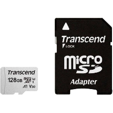 Флеш карта Transcend Micro SecureDigital 128Gb MicroSDXC Class 10 UHS-I U3, SD adapter(TS128GUSD300S-A)
