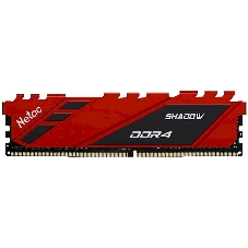 Оперативная память NETAC Shadow, DDR4, 8GB (1x8GB), 3600MHz, CL18, DIMM, с радиаторами, красный