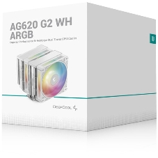 Кулер для процессора DEEPCOOL AG620 G2 WH LGA1954/1851/1700/AM5/AM4 (9шт/кор, TDP 270W, PWM, DUAL Black Fan 120mm, 6 тепл. трубок, белый) RET
