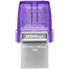 Флешка USB Kingston DataTraveler microDuo 3C (DTDUO3CG3/256GB), 256Gb, USB 3.2 Gen 1/Type-C, R/W 200/15, фиолетовый