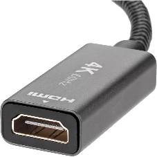 Кабель-переходник DP --> HDMI-F 0.2m, серый металлик, оплетка, 4K@60Hz, Telecom (TA560)