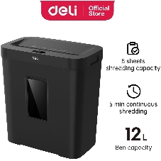 Шредер Deli ET021 черный (секр.P-4) фрагменты 8лист. 12лтр.