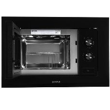 Встраиваемая микроволновая печь Gorenje, 20 л, 5 уровней мощности, 15 автопрограмм, электронное управление, дисплей, гриль, поворотный стол, цвет черный, ВxШxГ 38х56.8х34 см
