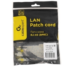 Патч-корд медный UTP Cablexpert PP10-0.5M/BK cat.5e, 0.5м, литой, многожильный, черный