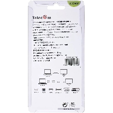 Кабель-переходник DP --> HDMI-F 0.2m, серый металлик, оплетка, 4K@60Hz, Telecom (TA560)