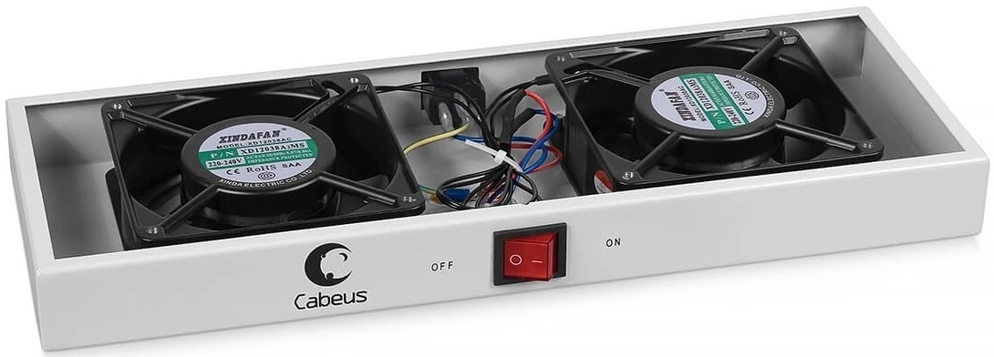 Вентиляторный модуль Cabeus TRAY-FAN2 с 2-я вентиляторами для установки в настенные шкафы серии SH-05F, серый (RAL7035)