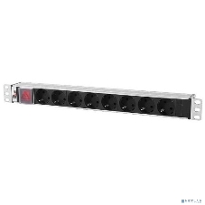 Блок розеток Rem-10 с выкл., 8 Sсhuko, 10 A, алюм., 19